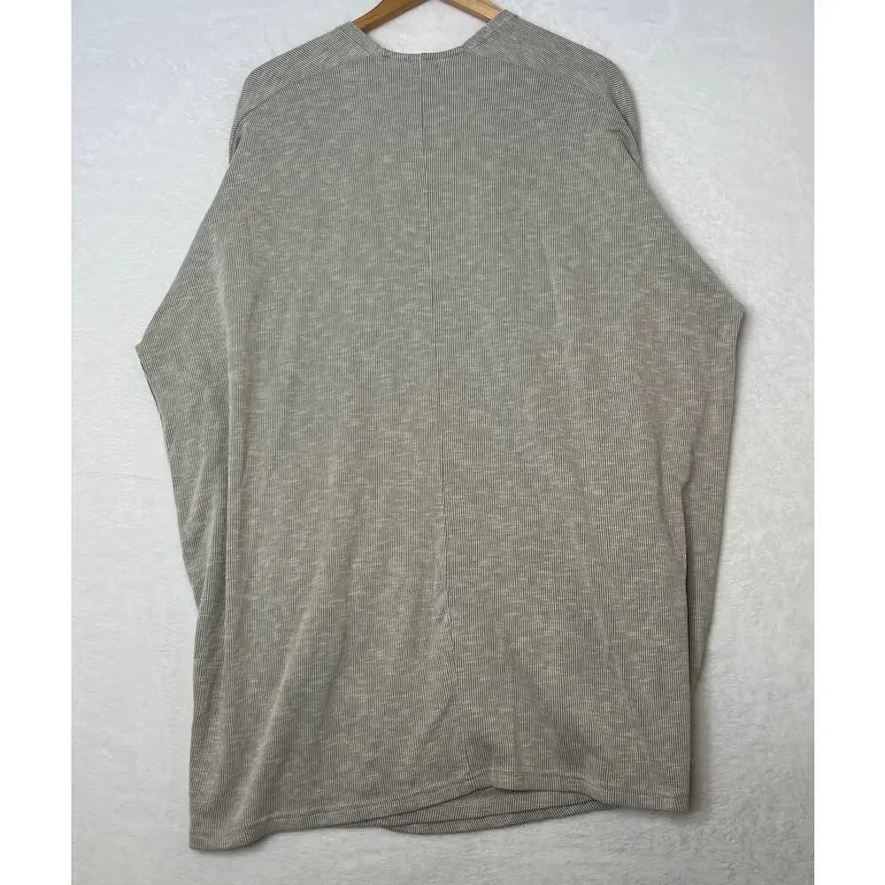 DONNI Anthropologie Gray Rib Knit Cotton Kimono Open Cardigan Robe Loungewear - Picture 4 of 5